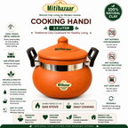 Mitibazaar Clay Cooking Handi 2.5 L with Metal Handles | Traditional Earthen Cookware