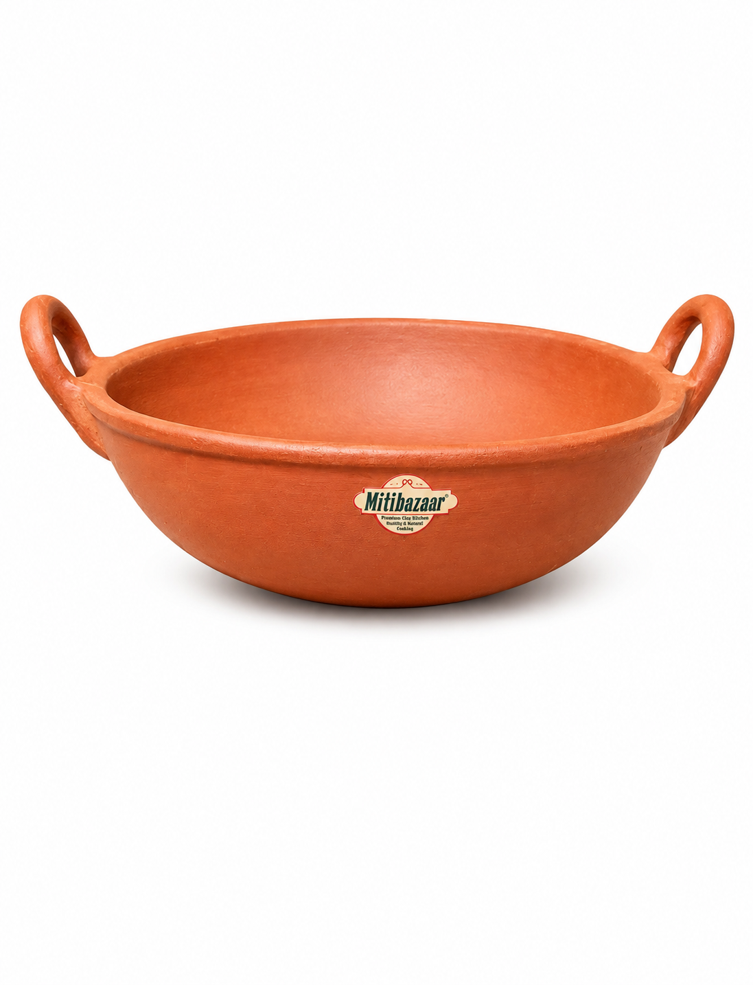 Mitibazaar 2 L Clay Karayee | Natural Terracotta Cooking Karayee | Handmade Earthen Karayee