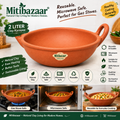 Mitibazaar 2 L Clay Karayee | Natural Terracotta Cooking Karayee | Handmade Earthen Karayee