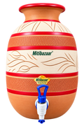 Natural Clay Water Pot with Tap & Lid – 10 Litre, Handmade Earthen Matka for Natural Cooling