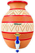 Handmade Natural Clay Water Pot with Tap & Lid – 10 Litre Designer Earthen Matka for Natural Cooling