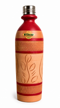Mitibazaar Premium Handcrafted Terracotta Clay Water Bottle with Stainless Steel Cap – 1 Litre