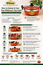 Mitibazaar Premium Natural Clay Kadai with Glass Lid – 2 Litre